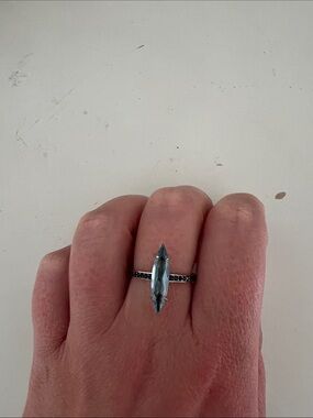Alexis Bittar 925 Sterling Silver Marquise Blue Topaz Ring - Blue